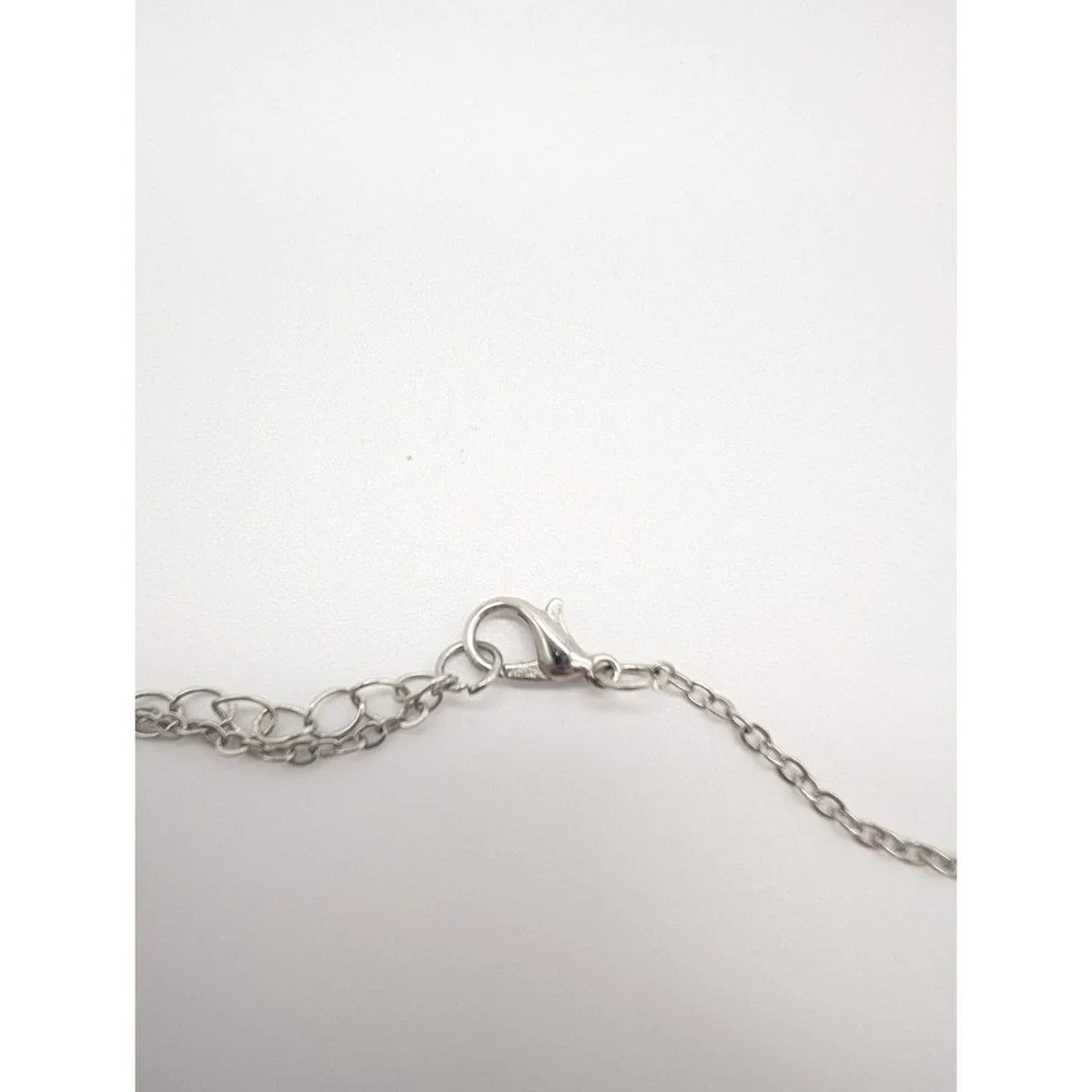 Handmade Pink Crystal‎ Station Necklace Silver Tone Layered Fashion Jewelry